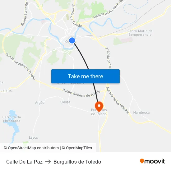 Calle De La Paz to Burguillos de Toledo map