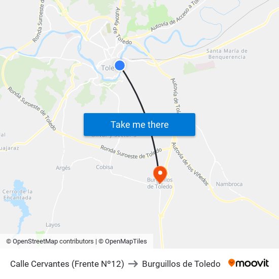 Calle Cervantes (Frente Nº12) to Burguillos de Toledo map