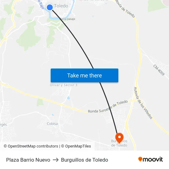 Plaza Barrio Nuevo to Burguillos de Toledo map