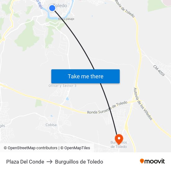 Plaza Del Conde to Burguillos de Toledo map