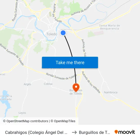 Cabrahigos (Colegio Ángel Del Alcázar) to Burguillos de Toledo map