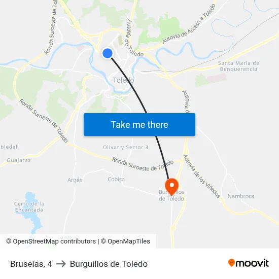 Bruselas, 4 to Burguillos de Toledo map
