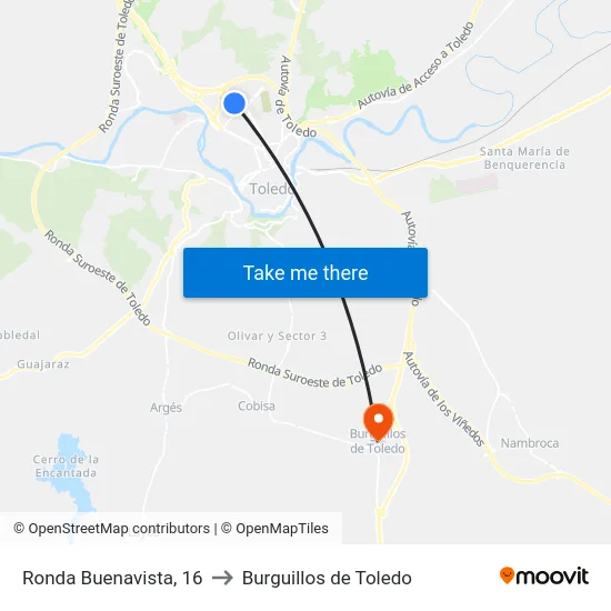 Ronda Buenavista, 16 to Burguillos de Toledo map