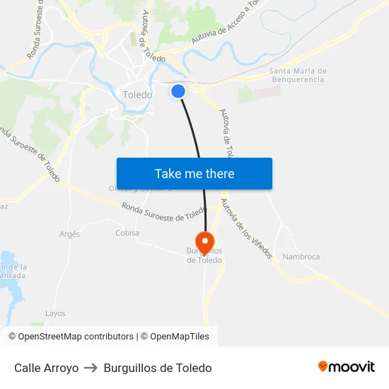 Calle Arroyo to Burguillos de Toledo map