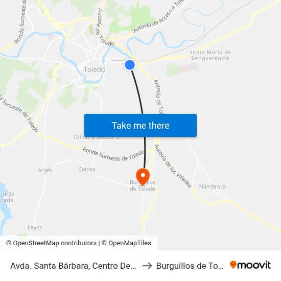 Avda. Santa Bárbara, Centro De Salud to Burguillos de Toledo map