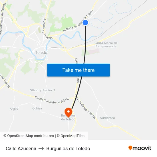 Calle Azucena to Burguillos de Toledo map