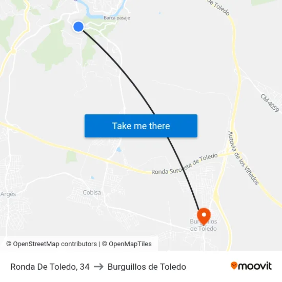 Ronda De Toledo, 34 to Burguillos de Toledo map