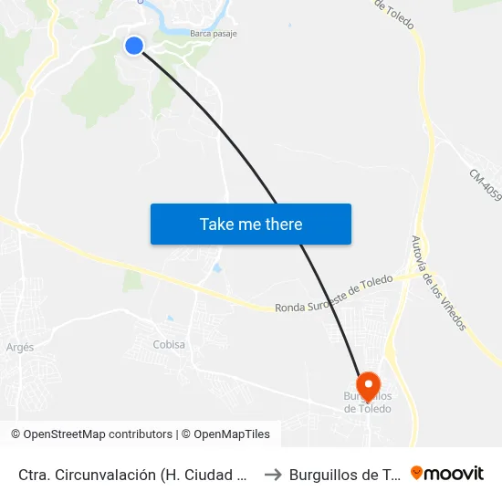 Ctra. Circunvalación (H. Ciudad De Toledo) to Burguillos de Toledo map