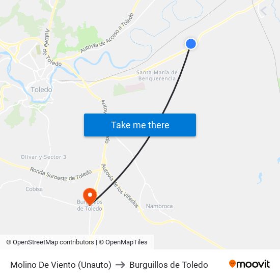 Molino De Viento (Unauto) to Burguillos de Toledo map