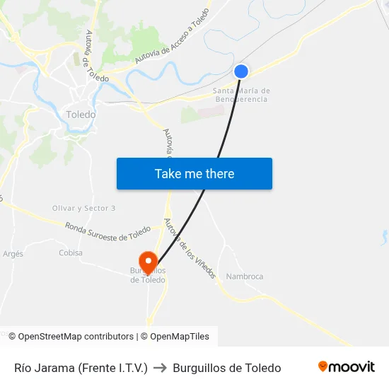 Río Jarama (Frente I.T.V.) to Burguillos de Toledo map