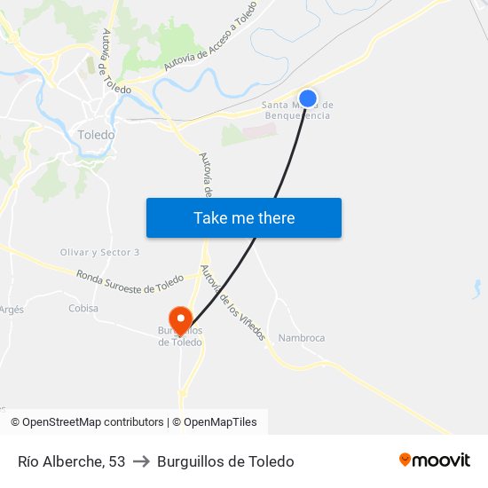 Río Alberche, 53 to Burguillos de Toledo map