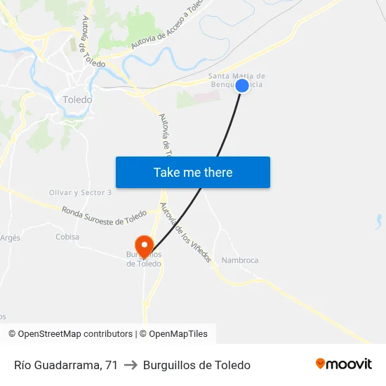 Río Guadarrama, 71 to Burguillos de Toledo map