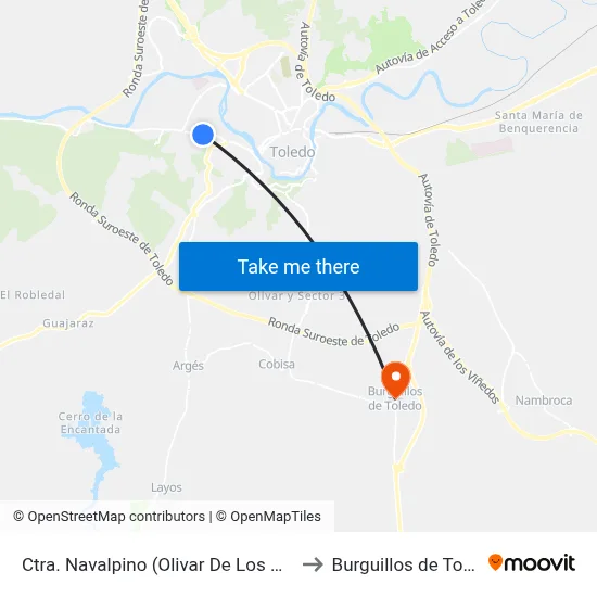 Ctra. Navalpino (Olivar De Los Pozos) to Burguillos de Toledo map