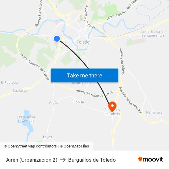 Airén (Urbanización 2) to Burguillos de Toledo map