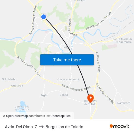 Avda. Del Olmo, 7 to Burguillos de Toledo map