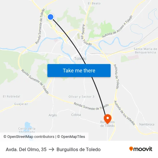 Avda. Del Olmo, 35 to Burguillos de Toledo map