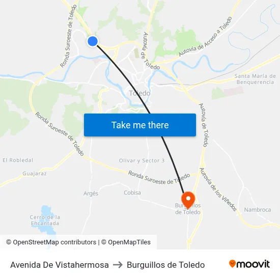 Avenida De Vistahermosa to Burguillos de Toledo map