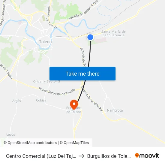 Centro Comercial (Luz Del Tajo) to Burguillos de Toledo map