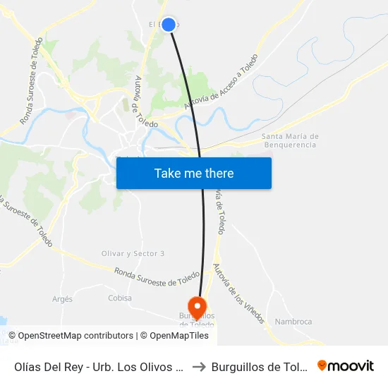 Olías Del Rey - Urb. Los Olivos / Ida to Burguillos de Toledo map