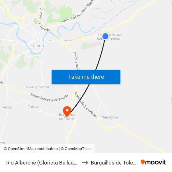 Río Alberche (Glorieta Bullaque) to Burguillos de Toledo map