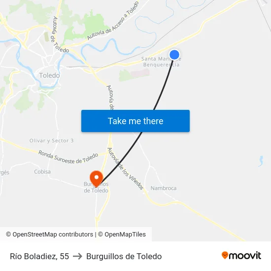 Río Boladiez, 55 to Burguillos de Toledo map