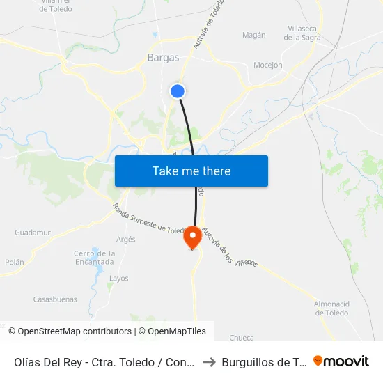 Olías Del Rey - Ctra. Toledo / Concesionario to Burguillos de Toledo map