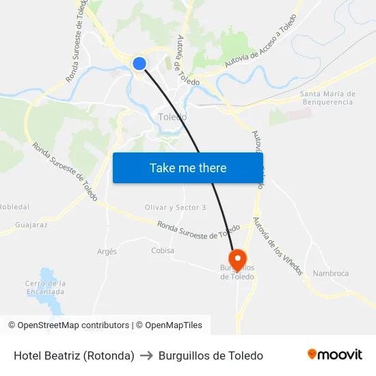 Hotel Beatriz (Rotonda) to Burguillos de Toledo map
