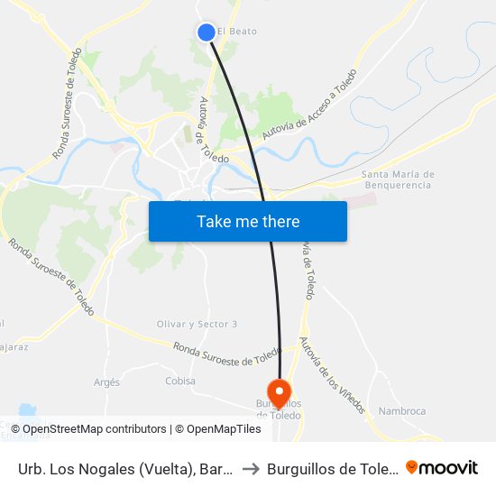 Urb. Los Nogales - Vuelta (Bargas) to Burguillos de Toledo map