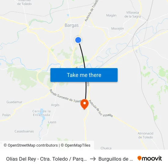 Olías Del Rey - Ctra. Toledo / Parque El Cordel to Burguillos de Toledo map