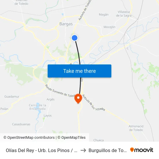 Olías Del Rey - Urb. Los Pinos / Vuelta to Burguillos de Toledo map