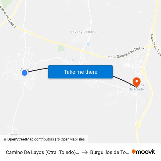 Camino De Layos (Ctra. Toledo), Argés to Burguillos de Toledo map