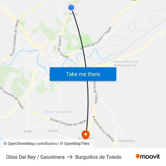 Olías Del Rey / Gasolinera to Burguillos de Toledo map