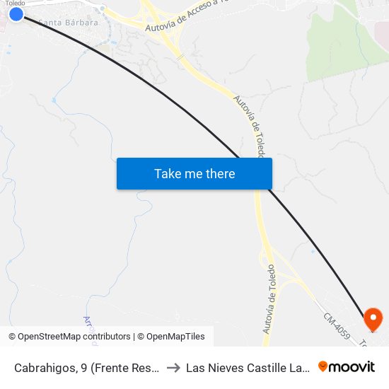 Cabrahigos, 9 (Frente Residencia 3ª Edad) to Las Nieves Castille La Mancha Spain map