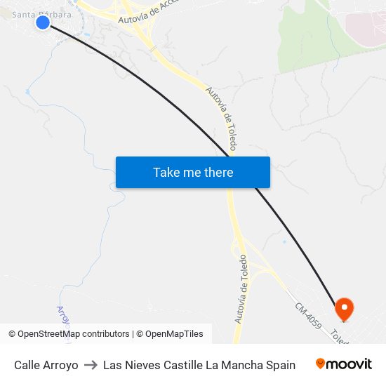 Calle Arroyo to Las Nieves Castille La Mancha Spain map
