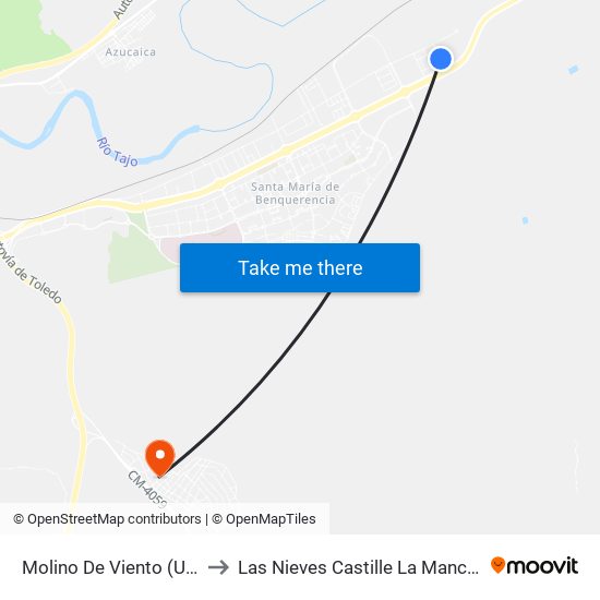 Molino De Viento (Unauto) to Las Nieves Castille La Mancha Spain map