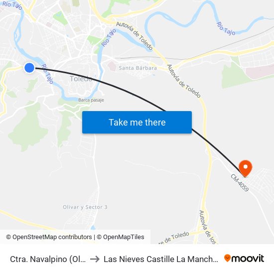 Ctra. Navalpino (Olivilla) to Las Nieves Castille La Mancha Spain map