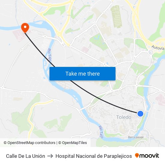 Calle De La Unión to Hospital Nacional de Paraplejicos map