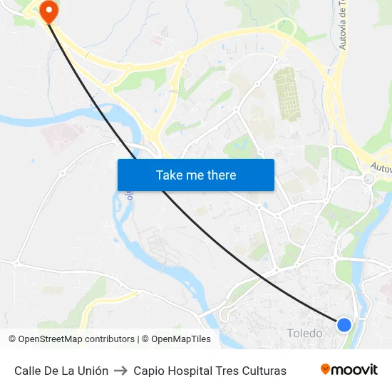 Calle De La Unión to Capio Hospital Tres Culturas map