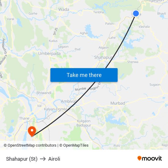 Shahapur (St) to Airoli map