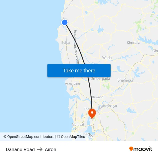 Dāhānu Road to Airoli map