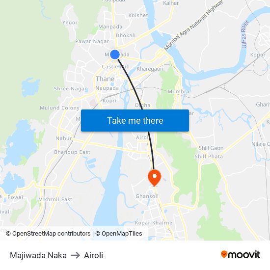 Majiwada Naka to Airoli map