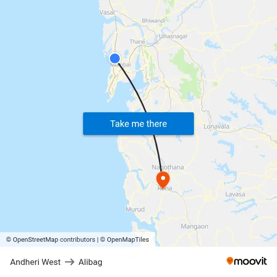 अंधेरी पश्चिम to अलीबाग map