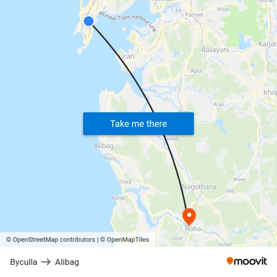 भायखला to अलीबाग map