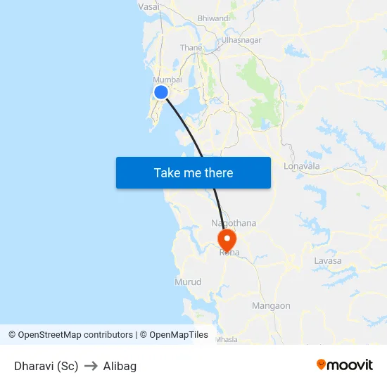 धारावी (अनु) to अलीबाग map