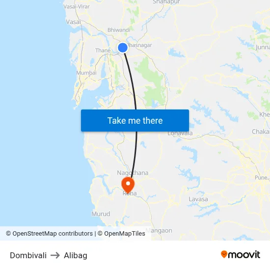 डोंबिवली to अलीबाग map