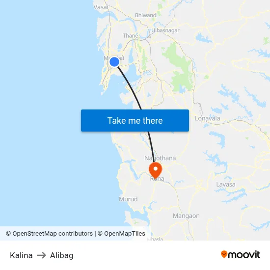 Kalina to Alibag map