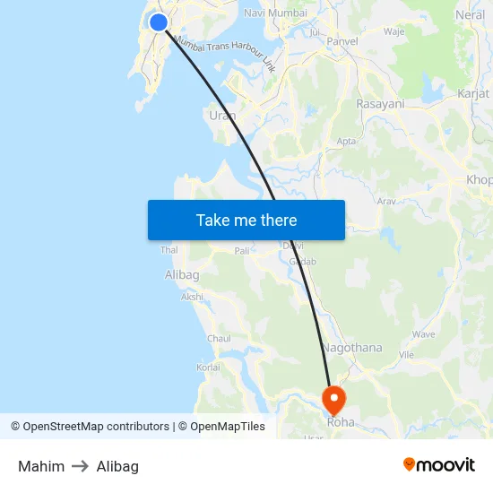 माहिम to अलीबाग map