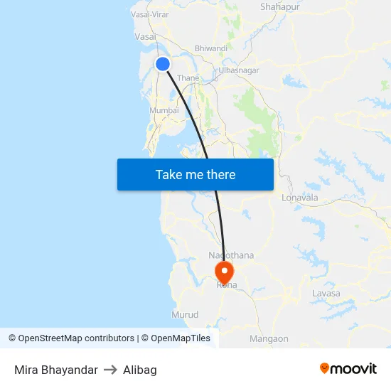 Mira Bhayandar to Alibag map
