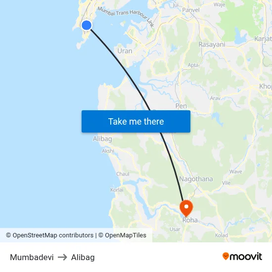 Mumbadevi to Alibag map