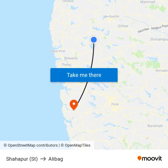 Shahapur (St) to Alibag map